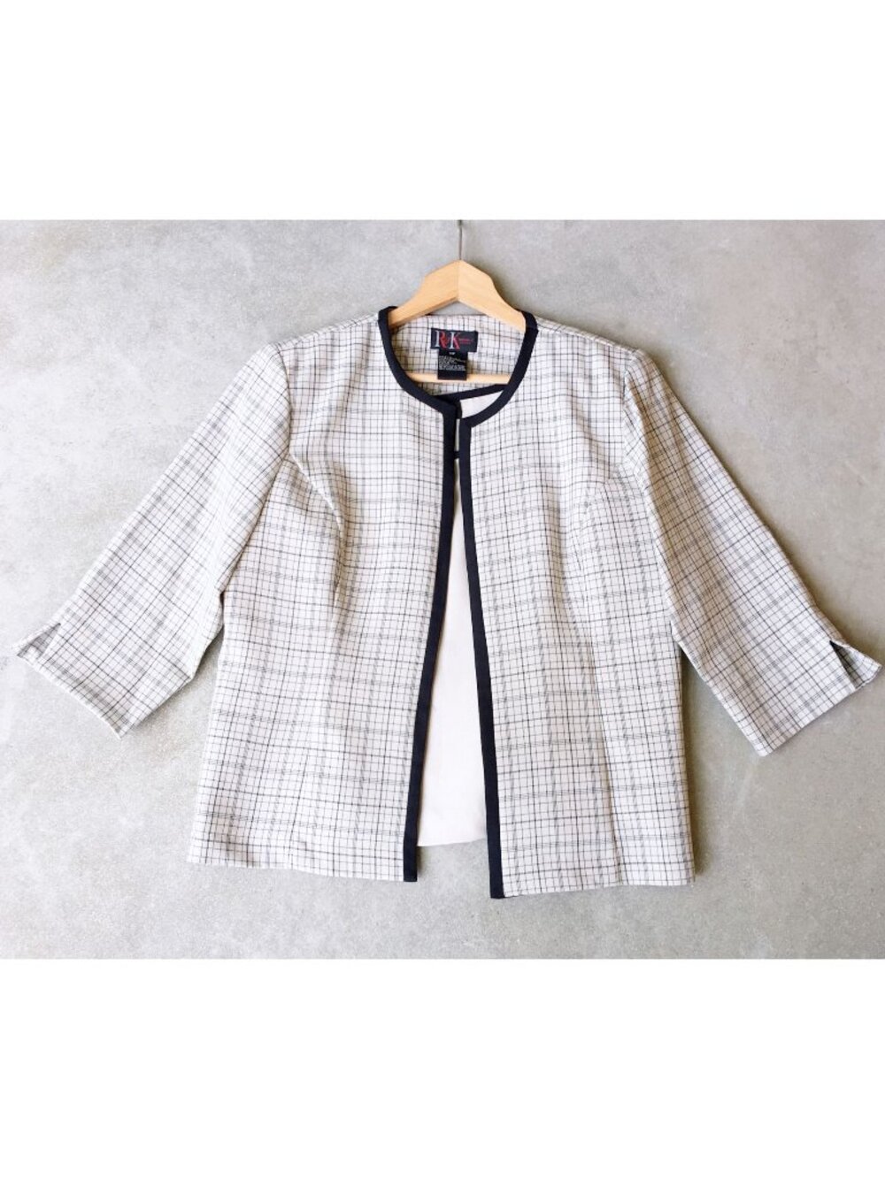 Plaid Open-Front Blazer with Matching Under-Tank